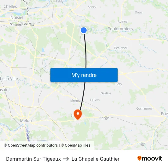 Dammartin-Sur-Tigeaux to La Chapelle-Gauthier map