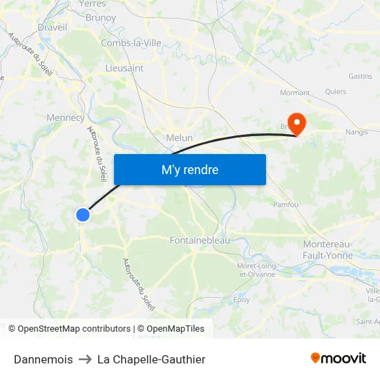 Dannemois to La Chapelle-Gauthier map