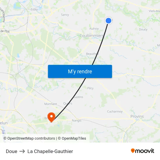 Doue to La Chapelle-Gauthier map