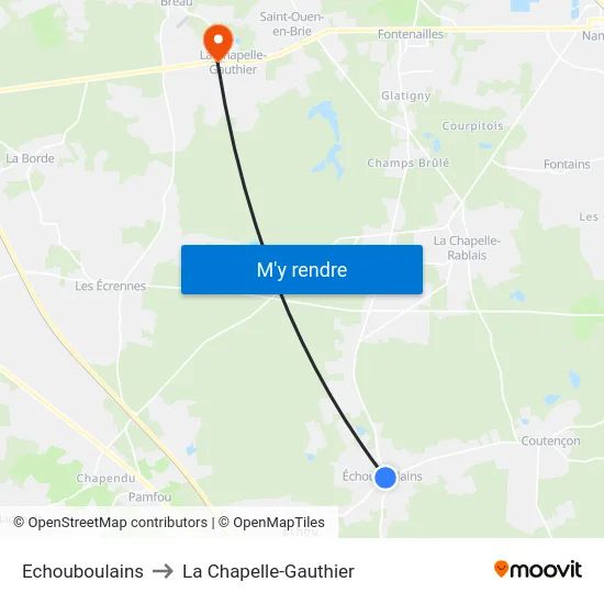 Echouboulains to La Chapelle-Gauthier map