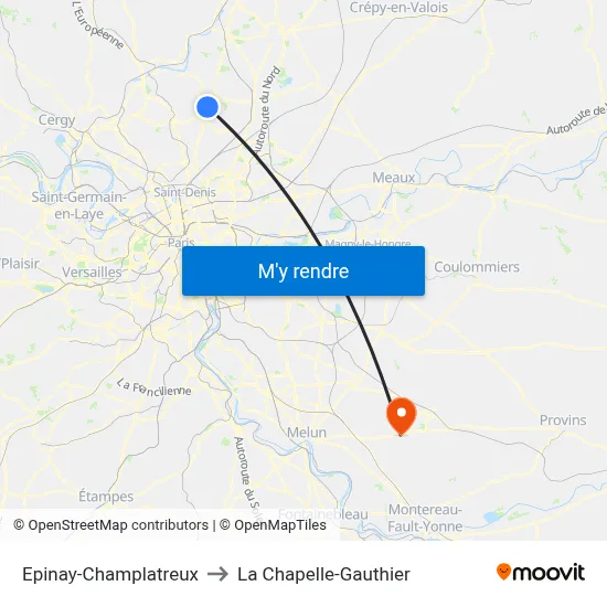 Epinay-Champlatreux to La Chapelle-Gauthier map