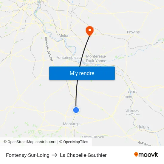 Fontenay-Sur-Loing to La Chapelle-Gauthier map