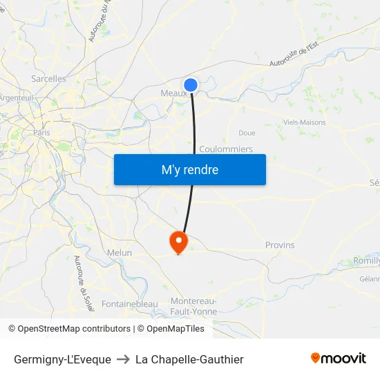 Germigny-L'Eveque to La Chapelle-Gauthier map