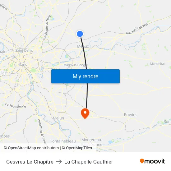 Gesvres-Le-Chapitre to La Chapelle-Gauthier map