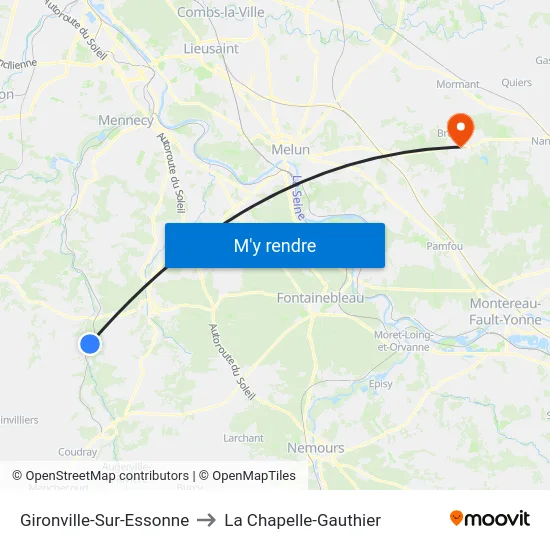 Gironville-Sur-Essonne to La Chapelle-Gauthier map
