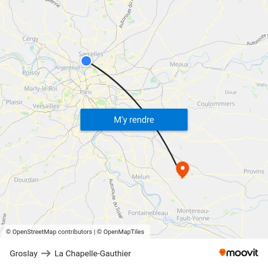 Groslay to La Chapelle-Gauthier map