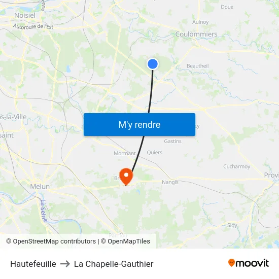 Hautefeuille to La Chapelle-Gauthier map