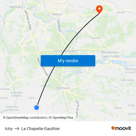 Ichy to La Chapelle-Gauthier map