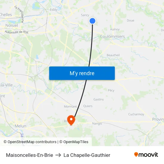 Maisoncelles-En-Brie to La Chapelle-Gauthier map