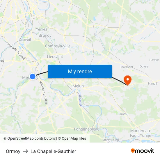 Ormoy to La Chapelle-Gauthier map
