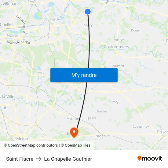 Saint-Fiacre to La Chapelle-Gauthier map