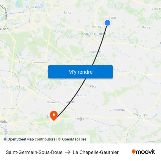 Saint-Germain-Sous-Doue to La Chapelle-Gauthier map
