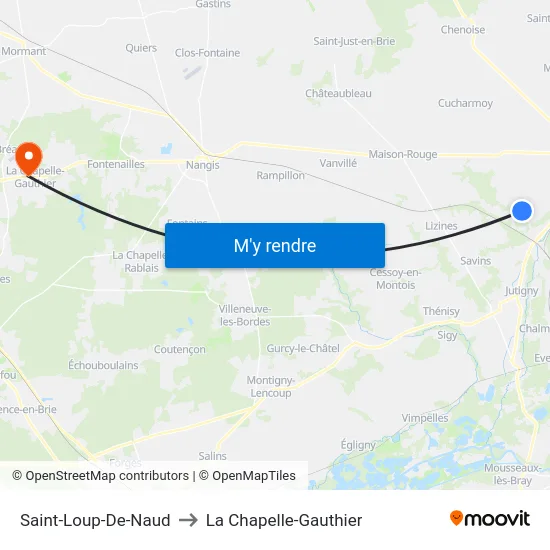 Saint-Loup-De-Naud to La Chapelle-Gauthier map