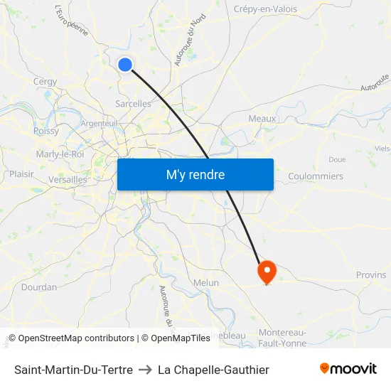 Saint-Martin-Du-Tertre to La Chapelle-Gauthier map