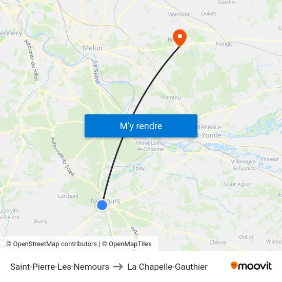 Saint-Pierre-Les-Nemours to La Chapelle-Gauthier map