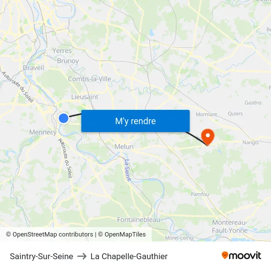 Saintry-Sur-Seine to La Chapelle-Gauthier map