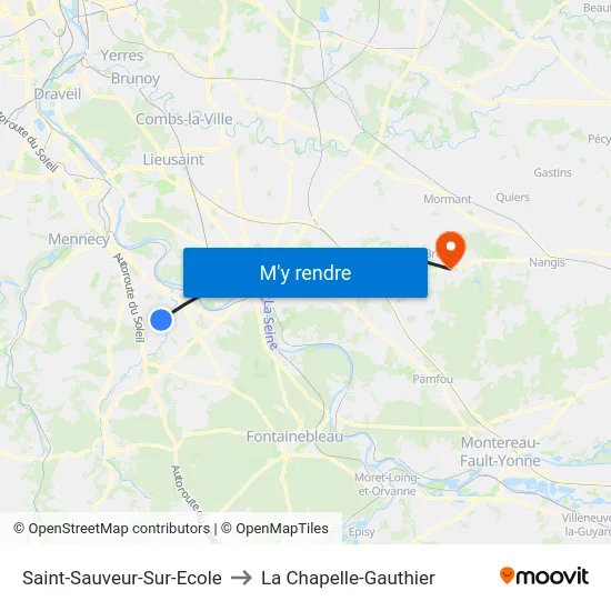 Saint-Sauveur-Sur-Ecole to La Chapelle-Gauthier map