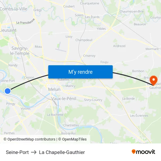 Seine-Port to La Chapelle-Gauthier map