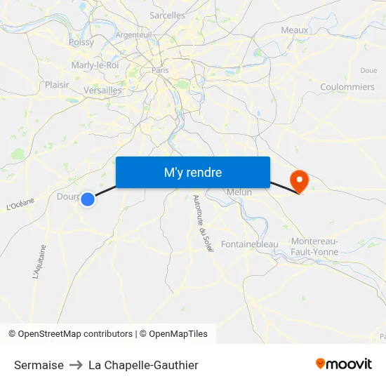 Sermaise to La Chapelle-Gauthier map