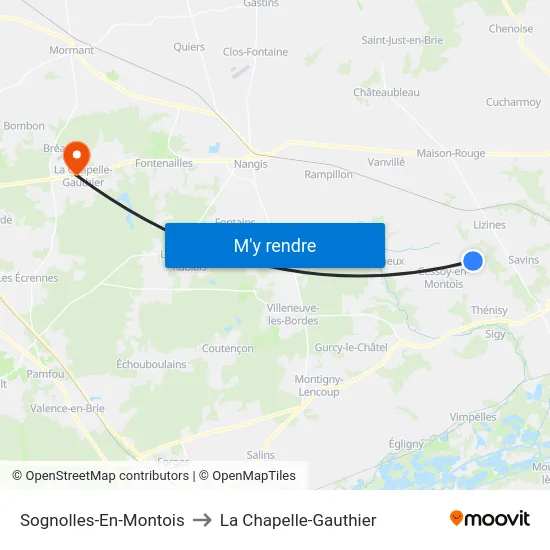 Sognolles-En-Montois to La Chapelle-Gauthier map