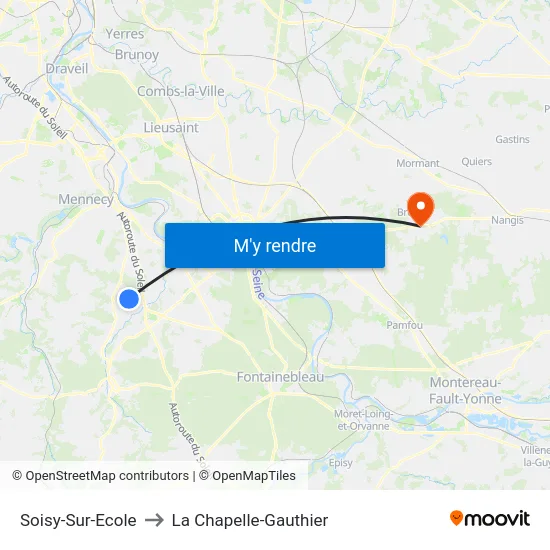 Soisy-Sur-Ecole to La Chapelle-Gauthier map