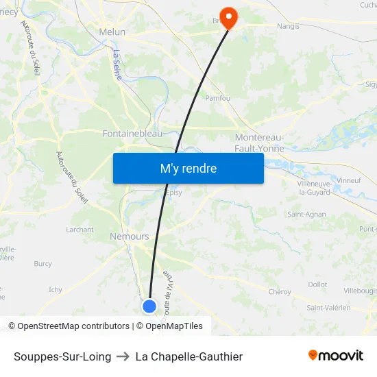 Souppes-Sur-Loing to La Chapelle-Gauthier map