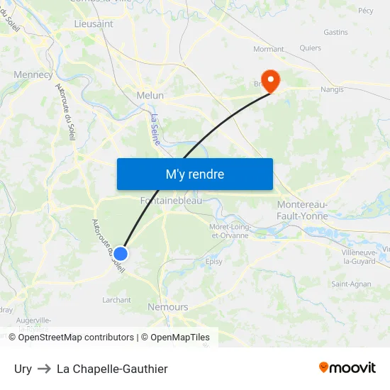 Ury to La Chapelle-Gauthier map