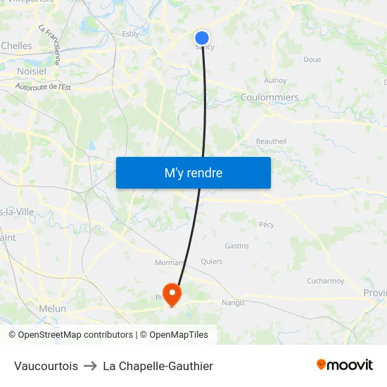 Vaucourtois to La Chapelle-Gauthier map