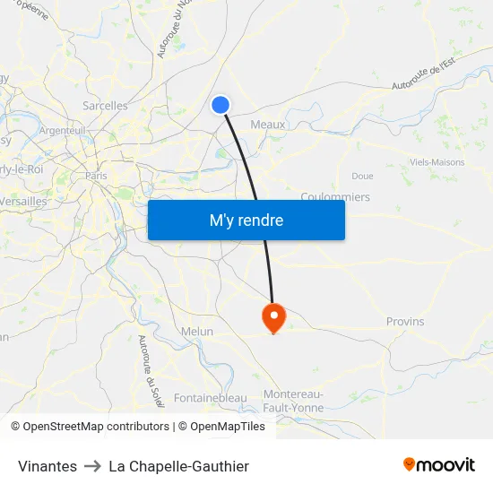Vinantes to La Chapelle-Gauthier map