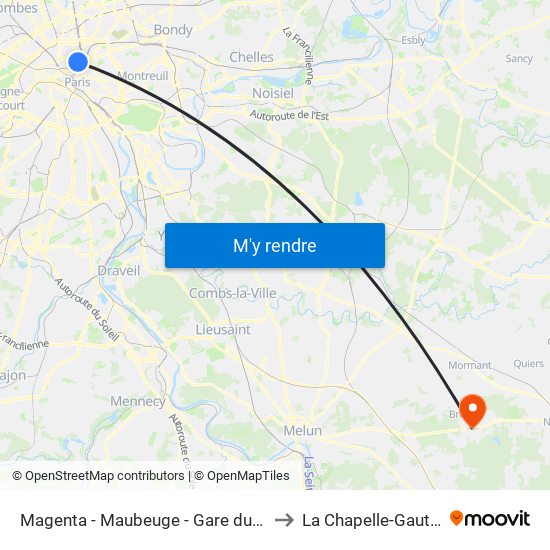 Magenta - Maubeuge - Gare du Nord to La Chapelle-Gauthier map