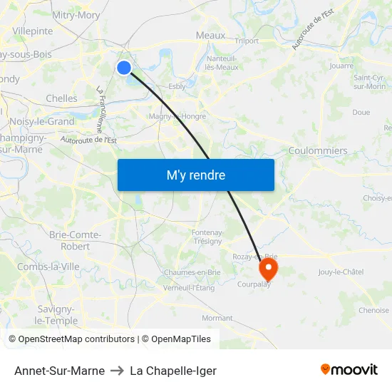 Annet-Sur-Marne to La Chapelle-Iger map
