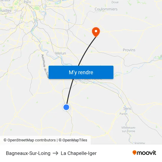 Bagneaux-Sur-Loing to La Chapelle-Iger map