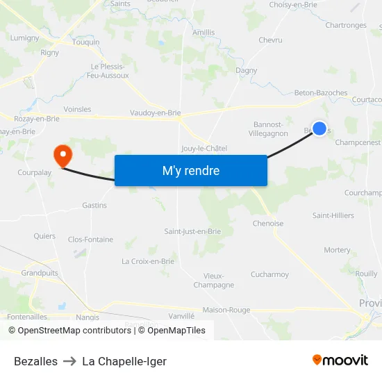 Bezalles to La Chapelle-Iger map
