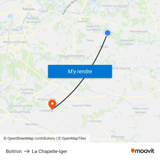 Boitron to La Chapelle-Iger map