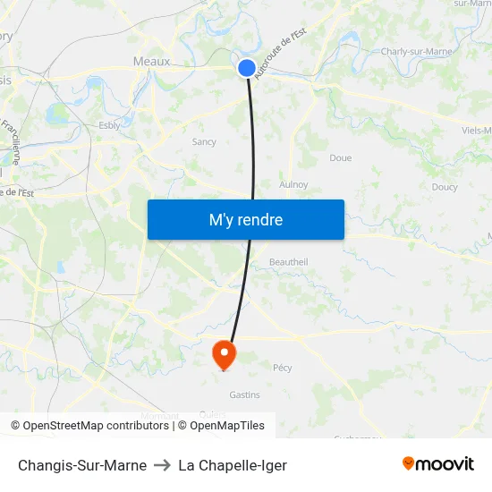 Changis-Sur-Marne to La Chapelle-Iger map