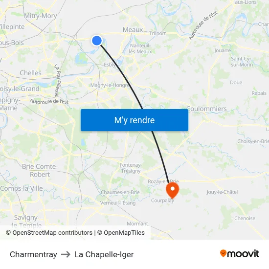 Charmentray to La Chapelle-Iger map