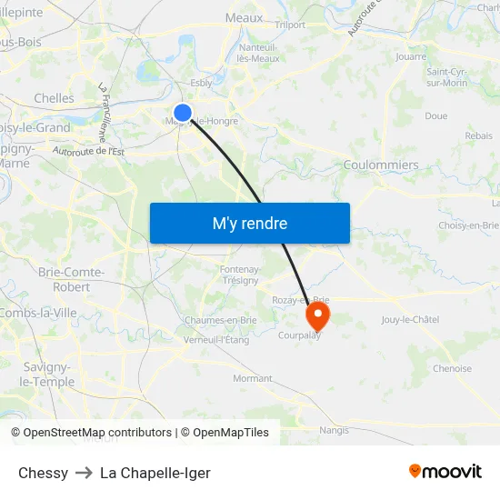 Chessy to La Chapelle-Iger map