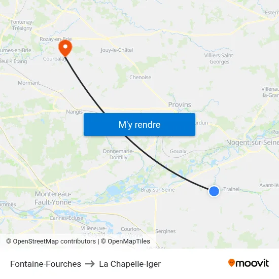 Fontaine-Fourches to La Chapelle-Iger map