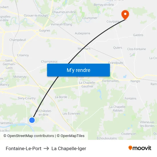 Fontaine-Le-Port to La Chapelle-Iger map