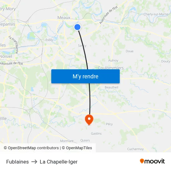Fublaines to La Chapelle-Iger map