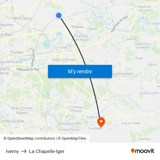 Iverny to La Chapelle-Iger map