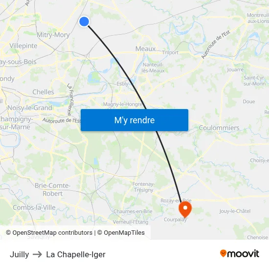 Juilly to La Chapelle-Iger map