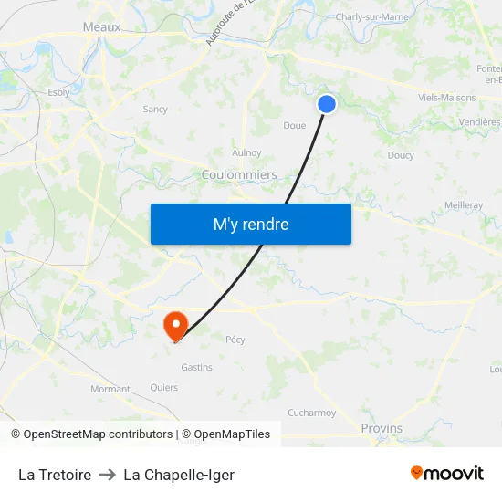 La Tretoire to La Chapelle-Iger map