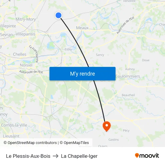 Le Plessis-Aux-Bois to La Chapelle-Iger map