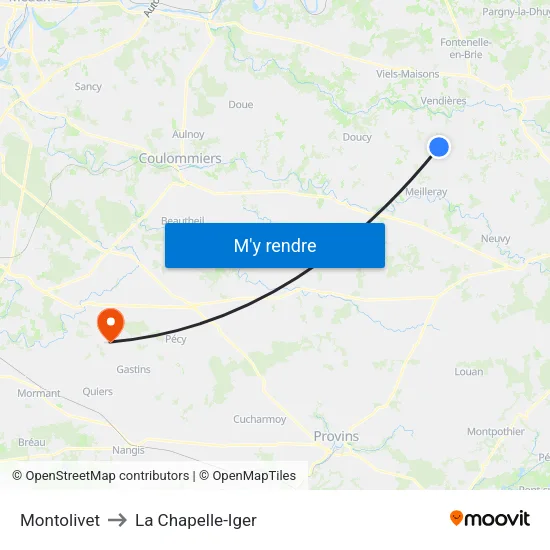 Montolivet to La Chapelle-Iger map