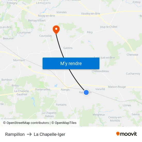 Rampillon to La Chapelle-Iger map