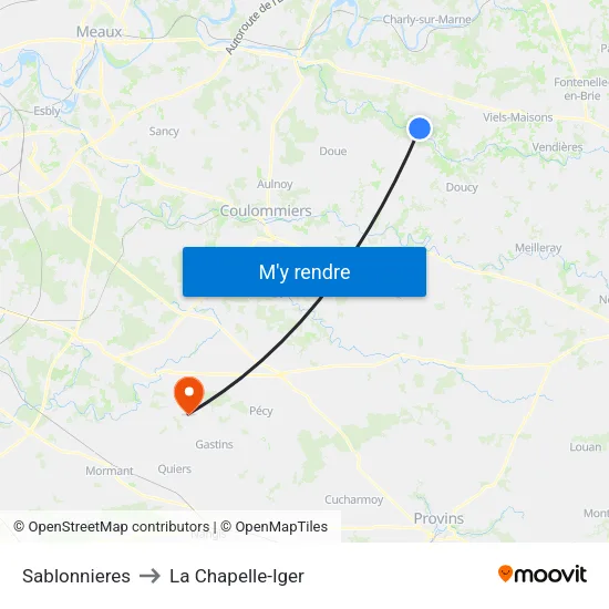 Sablonnieres to La Chapelle-Iger map