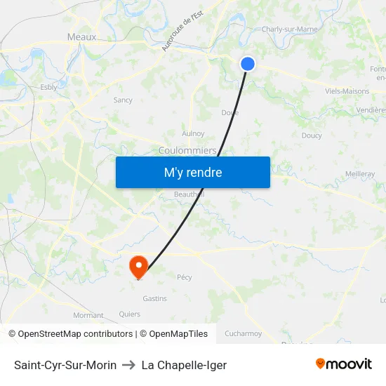 Saint-Cyr-Sur-Morin to La Chapelle-Iger map