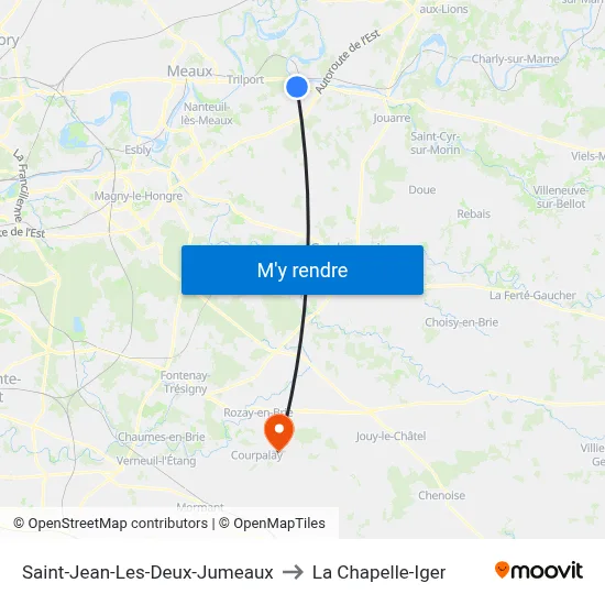 Saint-Jean-Les-Deux-Jumeaux to La Chapelle-Iger map