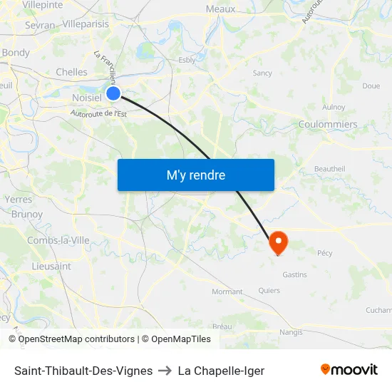 Saint-Thibault-Des-Vignes to La Chapelle-Iger map